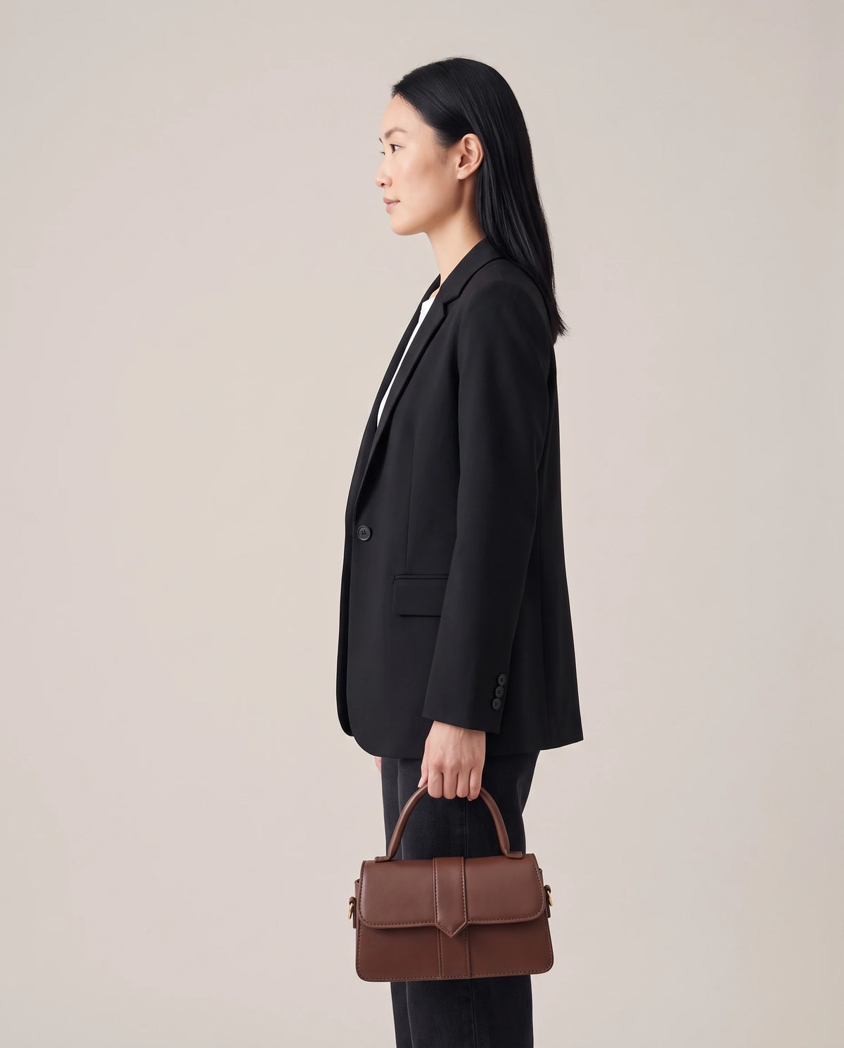 Women's Small Top-Handle Flap Bag - Paris - Model Side