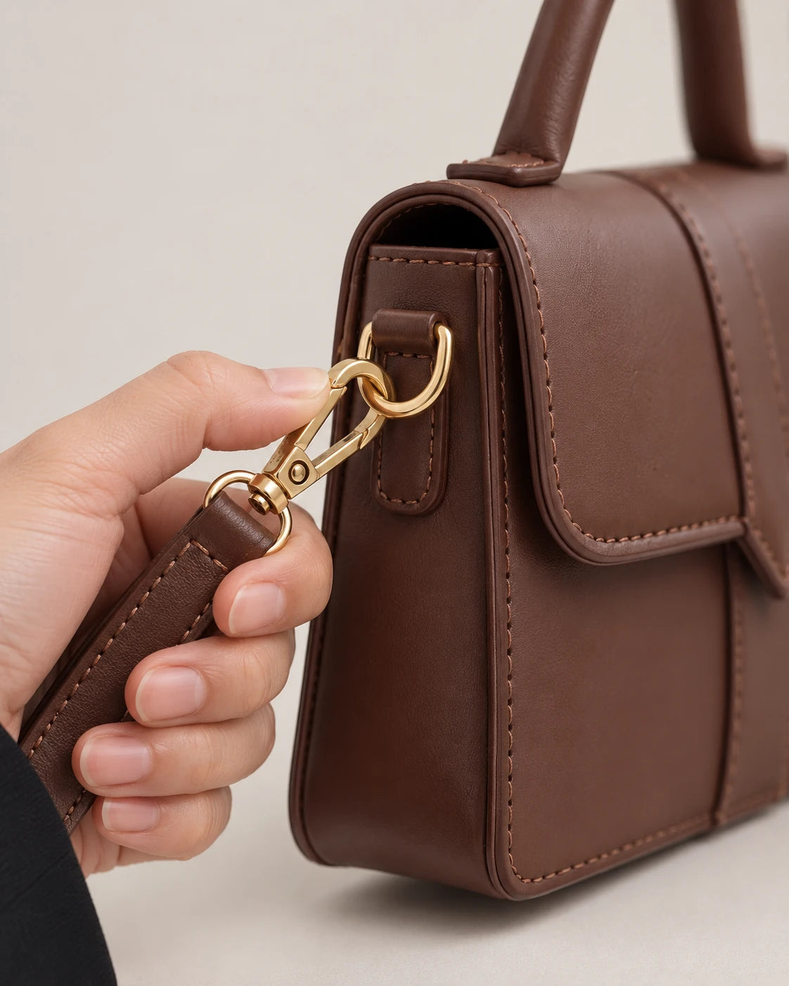 Women's Small Top-Handle Flap Bag - Paris - Removable Strap with Gold Snap Hook