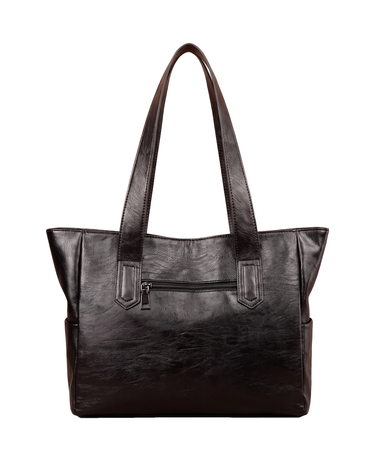 Women's Large Zip-Top Tote Bag - Margaux - Black Back View