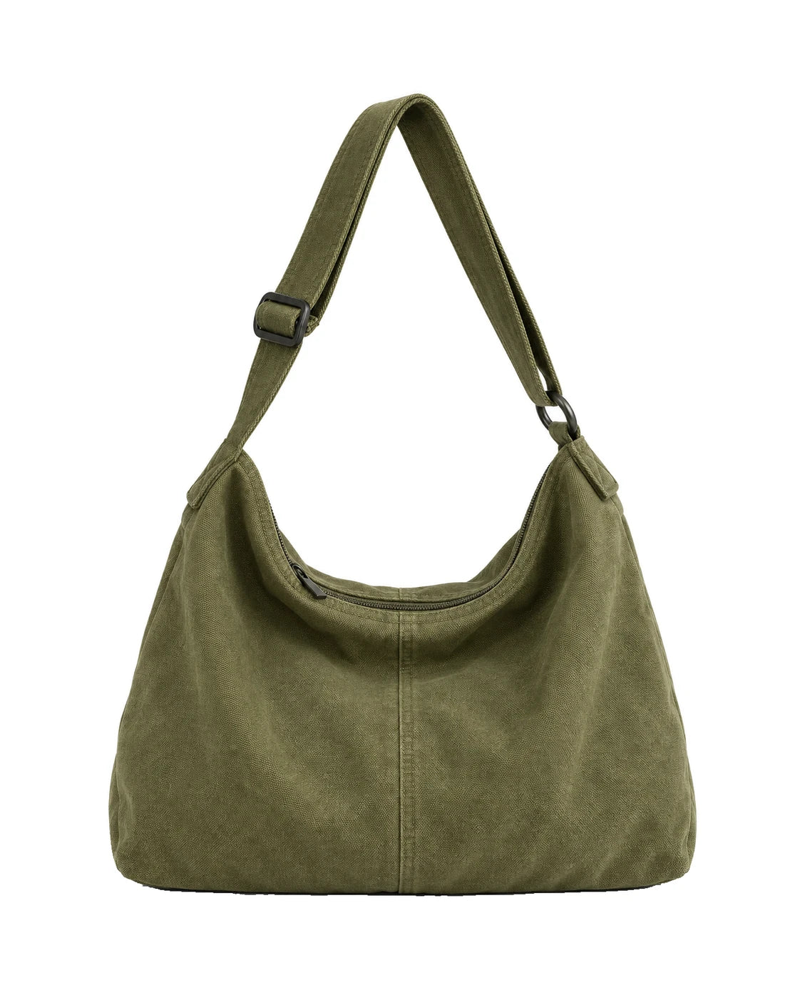 Women's Washed Canvas Hobo Bag - Colette - Olive Green