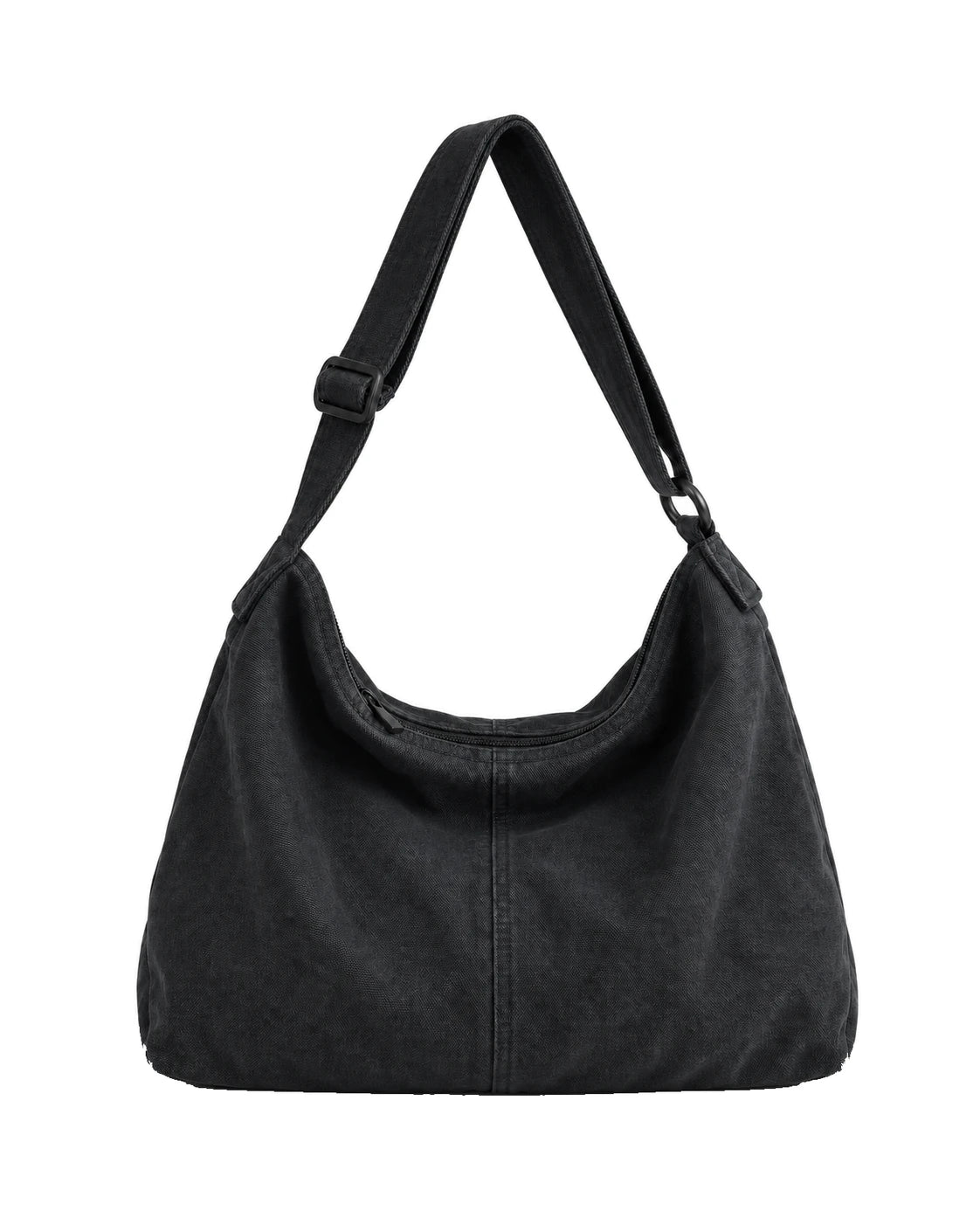Women's Washed Canvas Hobo Bag - Colette - Black