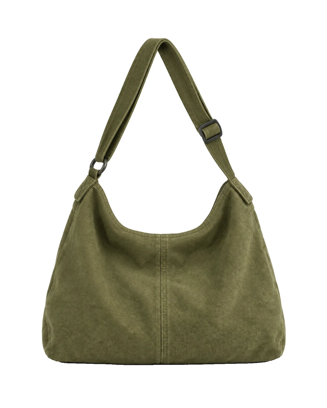 Women's Washed Canvas Hobo Bag - Colette - Olive Green Back View